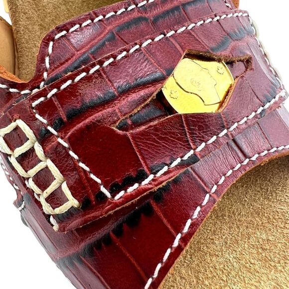 New DSQUARED2 Women US 7 / 37 Leather Shoes Wooden Platform Slim Heels Sandals - Picture 11 of 12